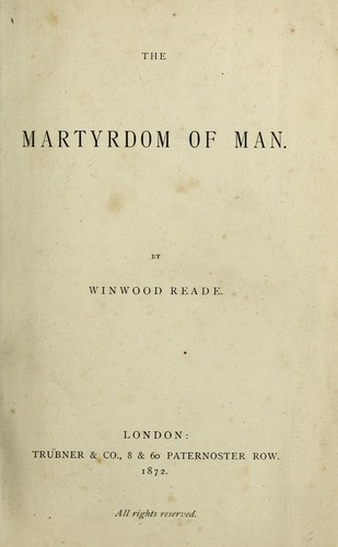 Cover for The martyrdom of man