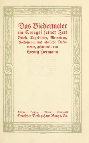 Cover for Das Biedermeier im Spiegel seiner Zeit