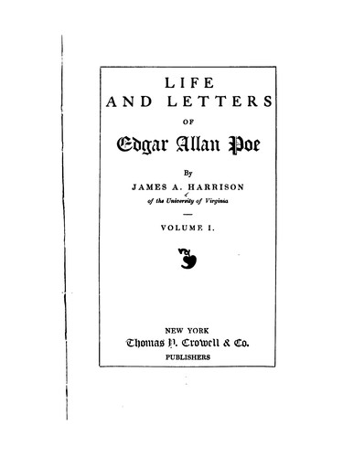 Cover for Life and letters of Edgar Allan Poe