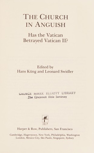 Cover for The Church in anguish