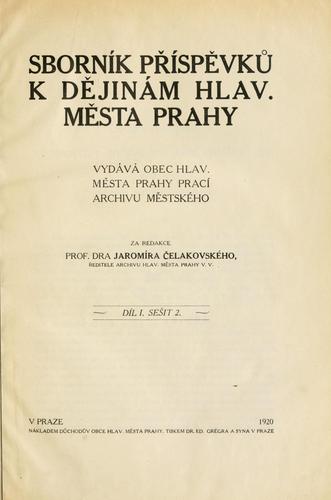 Cover for Sborník píspvku k djinám Král. hlav. msta Prahy