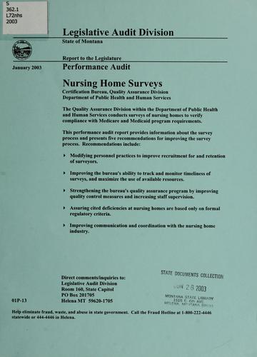 Cover for Nursing home surveys