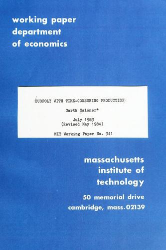 Cover for Duopoly with time-consuming production