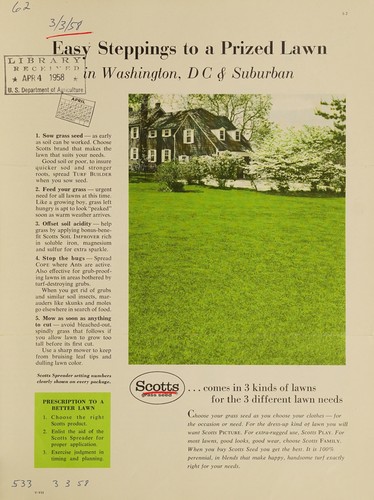 Cover for Easy steppings to a prized lawn in Washington, D C & suburban