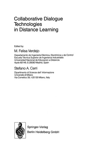 Cover for Collaborative dialogue technologies in distance learning