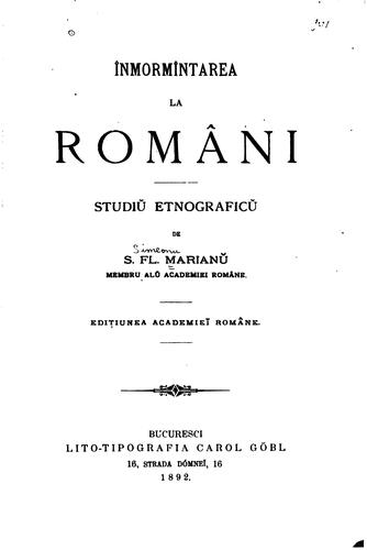 Cover for Înmormîntarea la Români