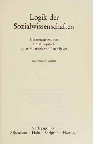 Cover for Logik der Sozialwissenschaften