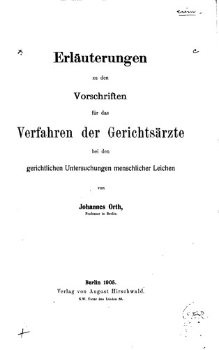 Cover for Erläuterungen zu den Vorschriften für das Verfahren der Gerichtsärzte bei ...