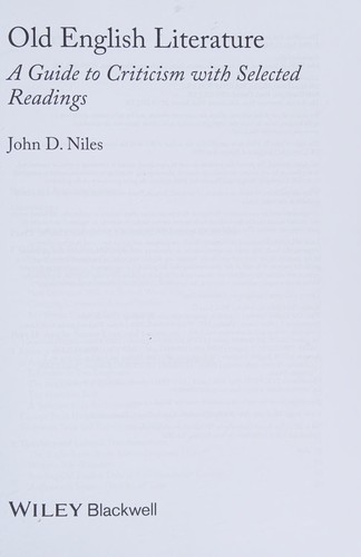 Cover for Old English literature
