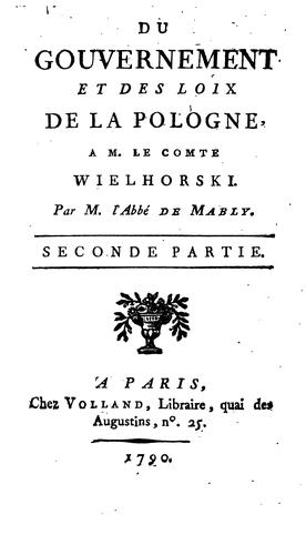 Cover for Du gouvernement et des loix de la Pologne.