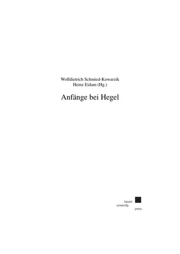 Cover for Anfänge bei Hegel