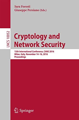 Cover for Cryptology and Network Security