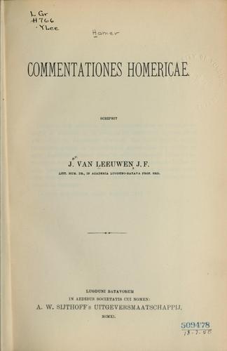 Cover for Commentationes Homericae