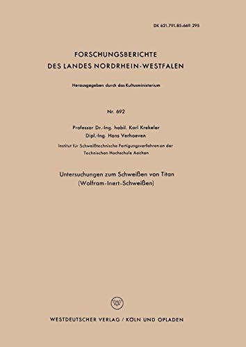 Cover for Untersuchungen zum Schweißen von Titan