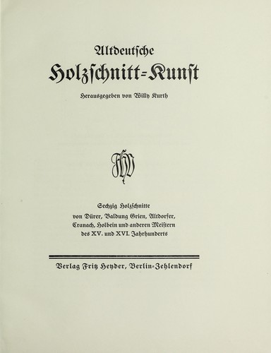 Cover for Altdeutsche Holzschnitt-kunst