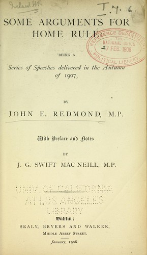 Cover for Some arguments for home rule