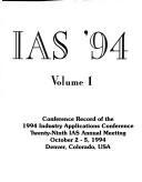 Cover for 1994 IEEE Industry Applications Society Annual Meeting