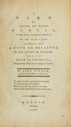 Cover for view of ancient and modern Dublin, with its improvements to the year 1796.