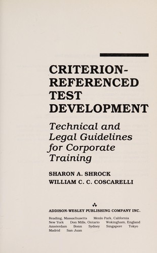 Cover for Criterion-referenced test development