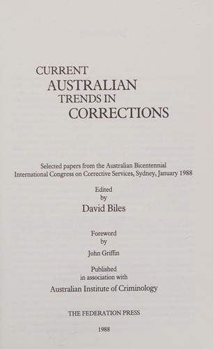 Cover for Current Australian Trends in Corrections