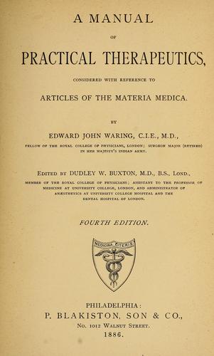 Cover for A Manual of practical therapeutics, considered with reference to articles of the materia medica