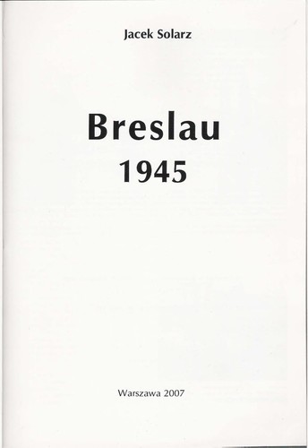 Cover for Breslau 1945