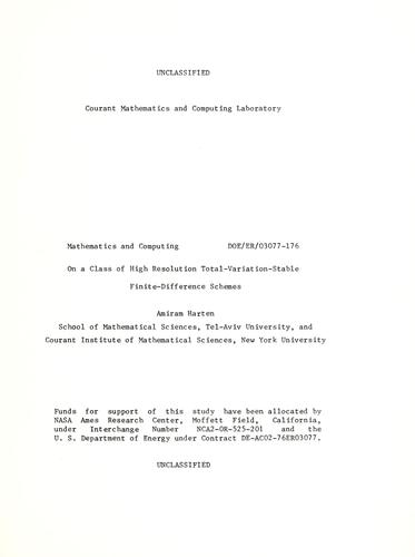 Cover for On a class of high resolution total-variation-stable finite-difference schemes.