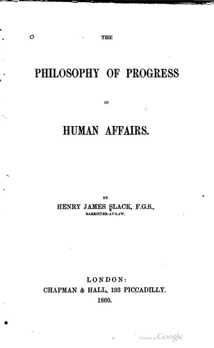 Cover for The philosophy of progress in human affairs.