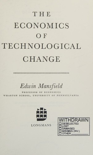 Cover for The economics of technological change