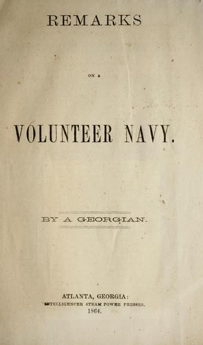 Cover for Remarks on a volunteer navy