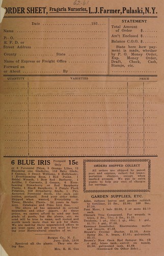 Cover for Order sheet