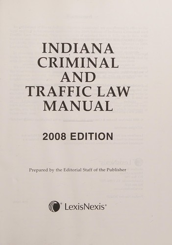 Cover for Indiana criminal and traffic law manual