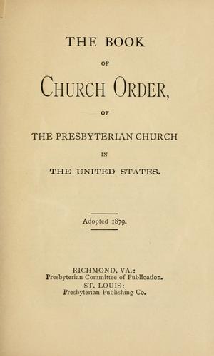Cover for The book of church order of the Presbyterian Church in the United States