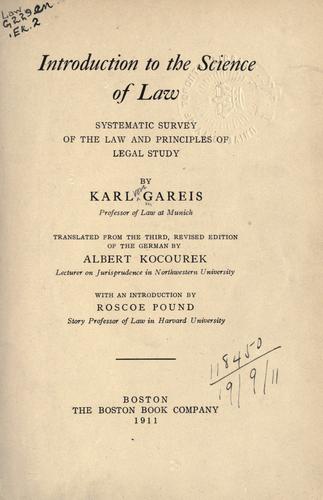 Cover for Introduction to the science of law