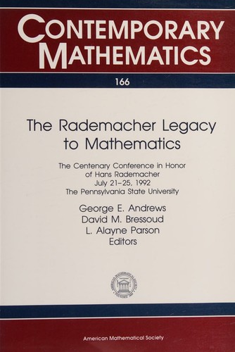Cover for The Rademacher legacy to mathematics