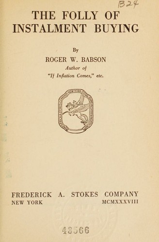 Cover for The folly of instalment buying