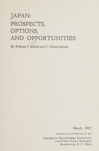 Cover for Japan: prospects, options, and opportunities