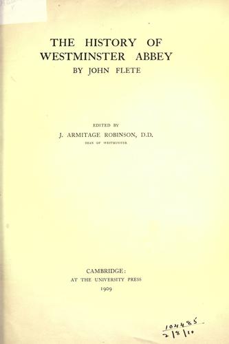 Cover for The history of Westminster Abbey