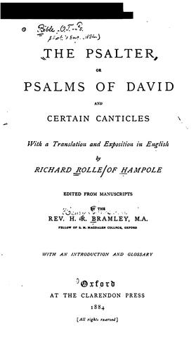 Cover for The Psalter: Or Psalms of David and Certain Canticles