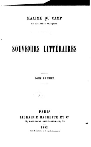 Cover for SOUVENIRS LITTERAIRES