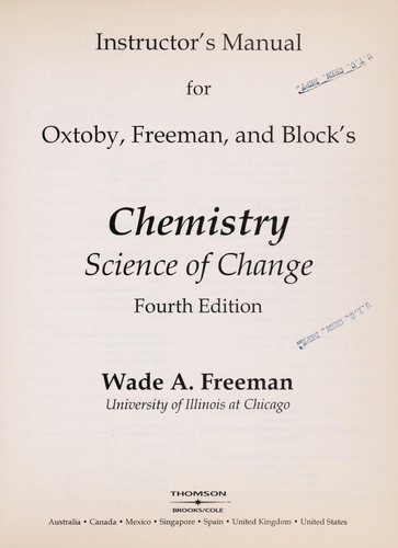 Cover for Instructor's manual for Oxtoby, Freeman, and Block's Chemistry