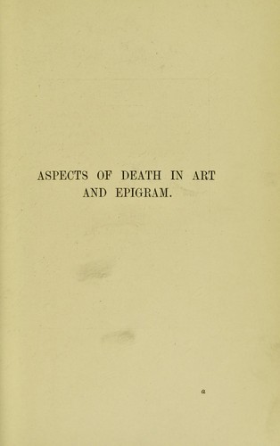 Cover for Aspects of death in art and epigram