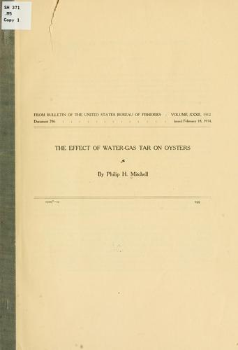Cover for The effect of water-gas tar on oysters