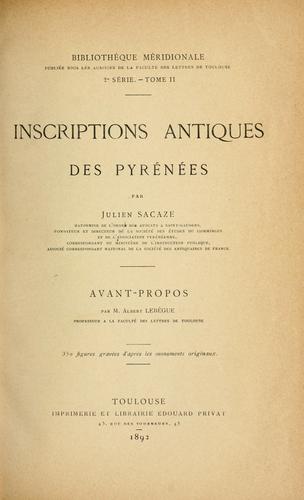 Cover for Inscriptions antiques des Pyrénées