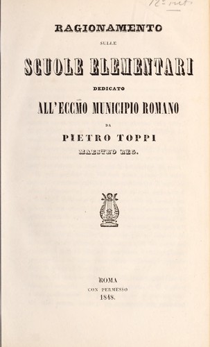 Cover for Ragionamento sulle scuole elementari