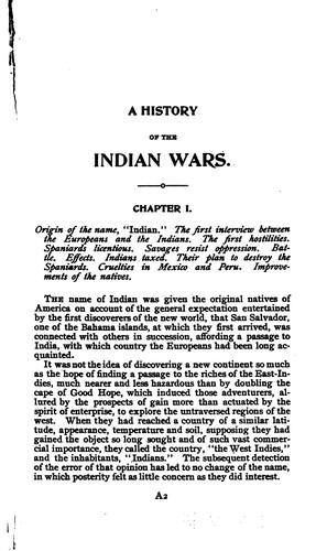 Cover for A history of the Indian wars with the first settlers of the United States, to the commencement of the late war