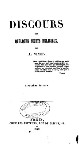Cover for Discours sur quelques sujets religieux