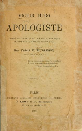 Cover for Victor Hugo, apologiste