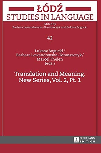 Cover for Translation and Meaning. New Series, Vol. 2, Pt. 1