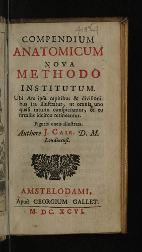 Cover for Compendium anatomicum nova methodo institutum